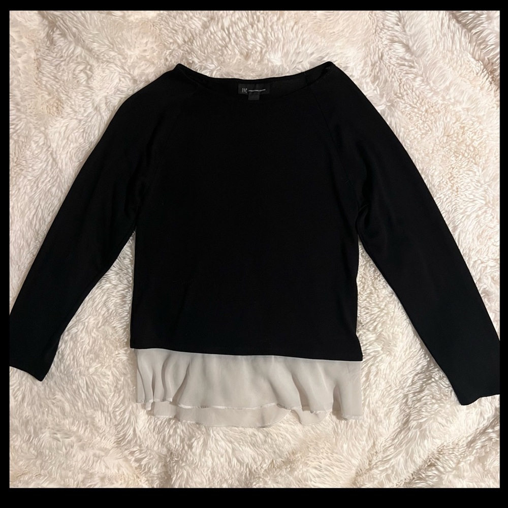 INC International Concepts. Black sweater with ruffle